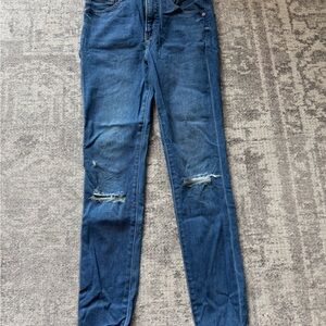 Express Dark Blue Distressed Skinny Jeans size 0